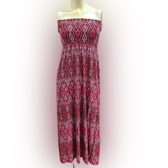 Cynthia Rowley geometric print pink strapless maxi dress size small - Picture 1 of 4